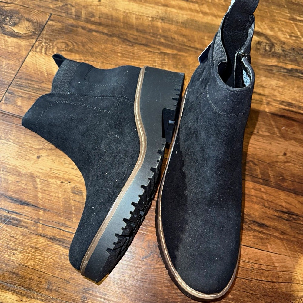 Sonoma Black Ankle Booties Lug Sole Block Heel Zip Women's Size 10 NEW